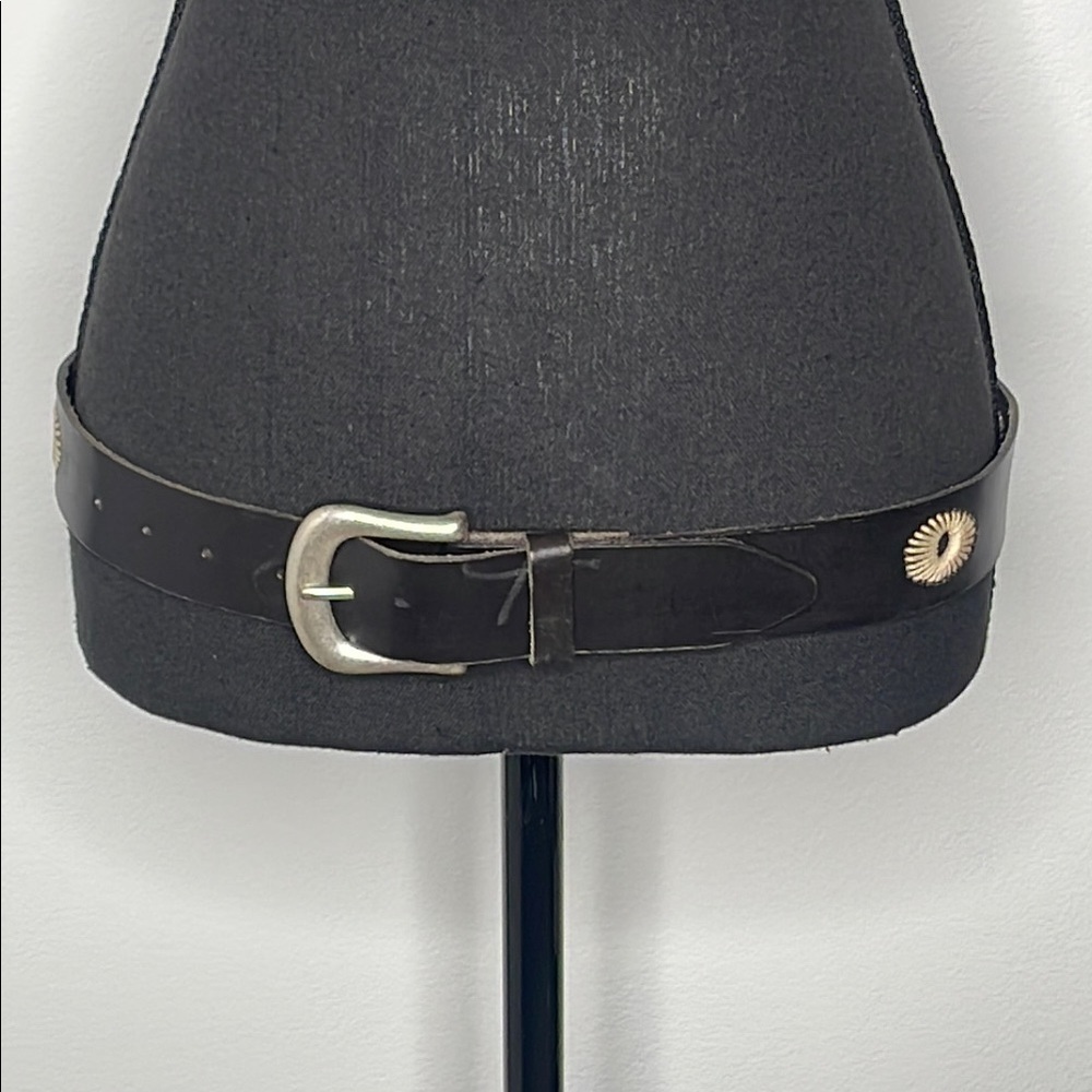 NEW Black Italian Leather Belt with Silver Buckle - Picture 3 of 6